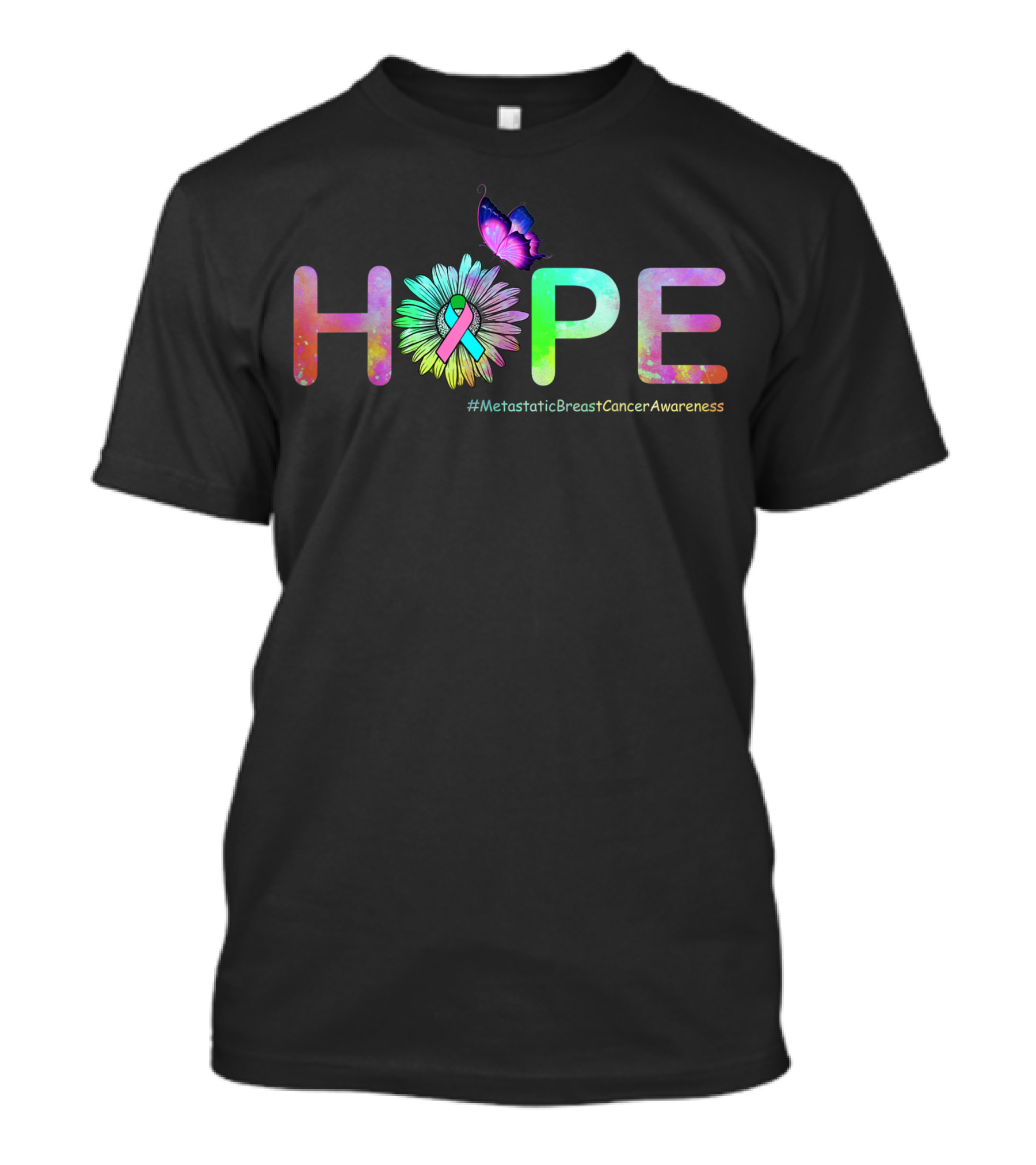 HOPE Flower Butterfly #MetastaticBreastCancerAwareness T-Shirt
