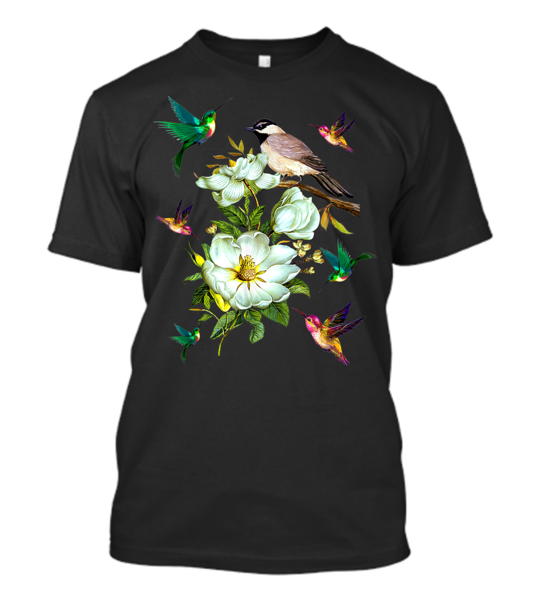 Hummingbird And White Flower Bouquet With Small Bird Lovers T-Shirt