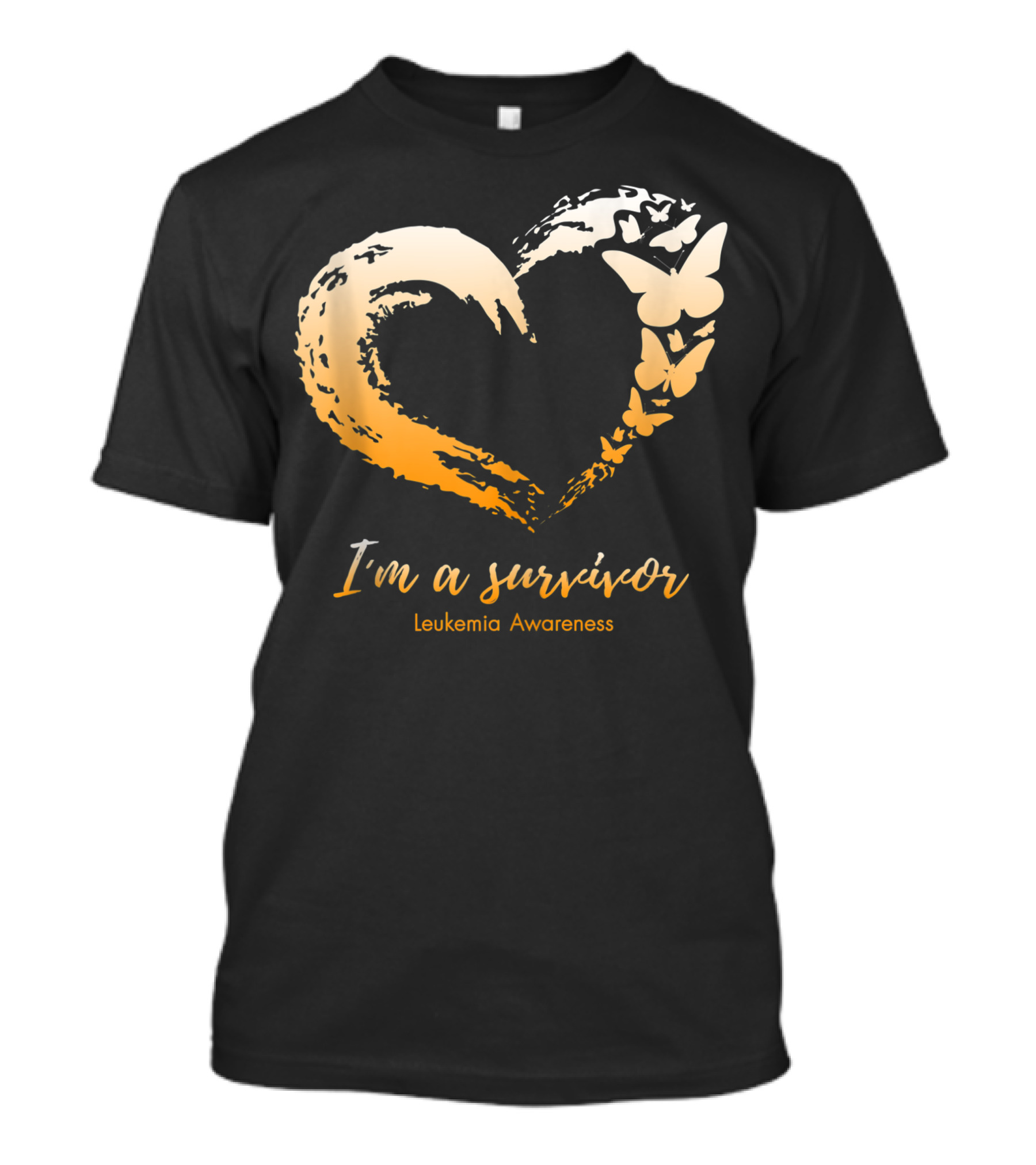 I'm A Survivor Leukemia Awareness Orange Ribbon Heart Butterfly T-Shirt