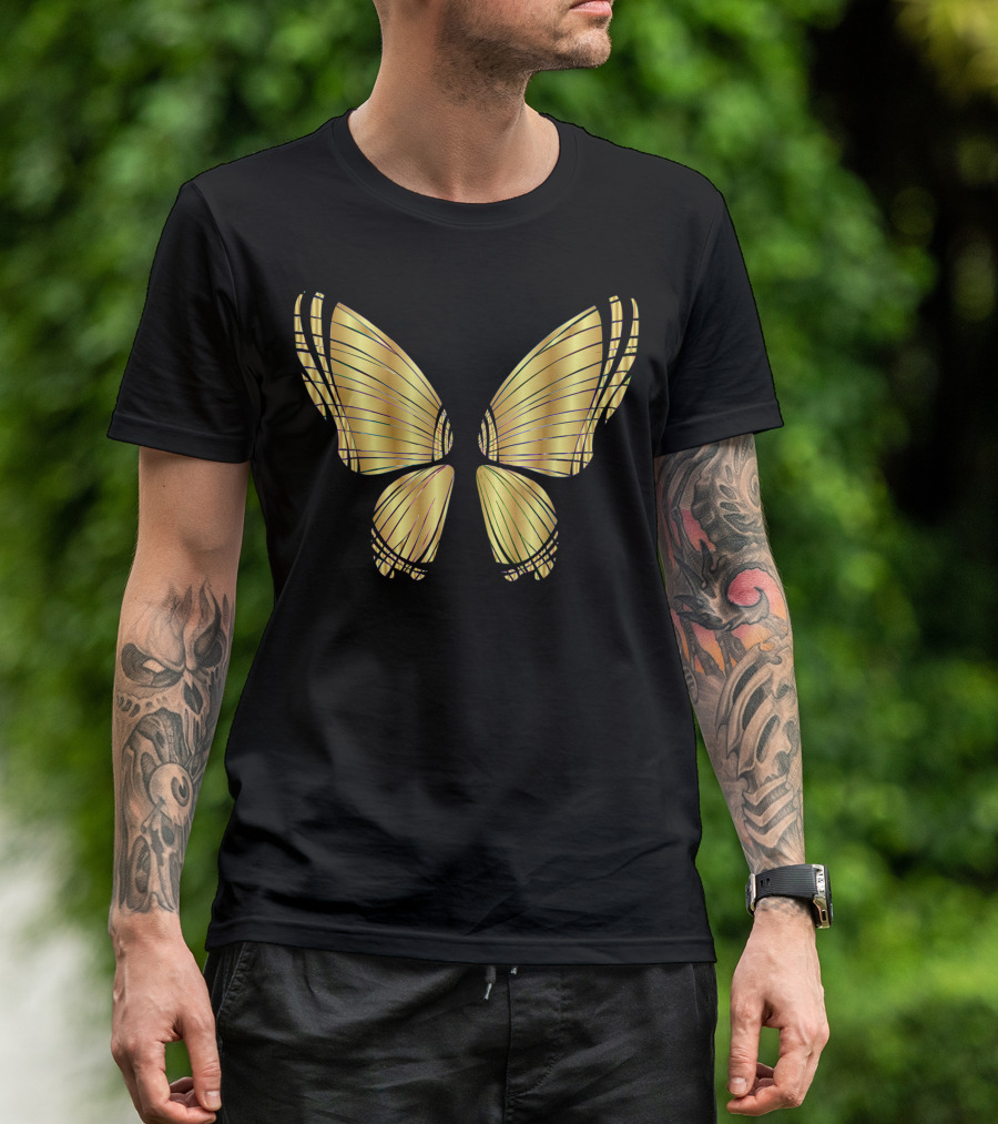 Metallic Gold Butterfly Wings Garden Flying T-Shirt