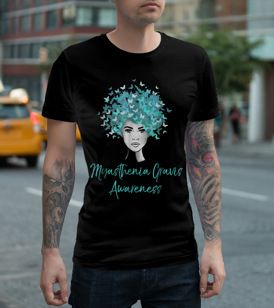 Myasthenia Gravis Awareness Butterfly Afro T-Shirt