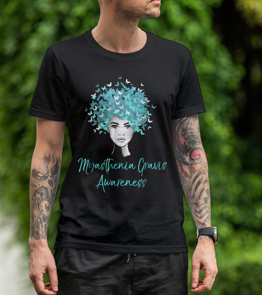 Myasthenia Gravis Awareness Butterfly Afro T-Shirt