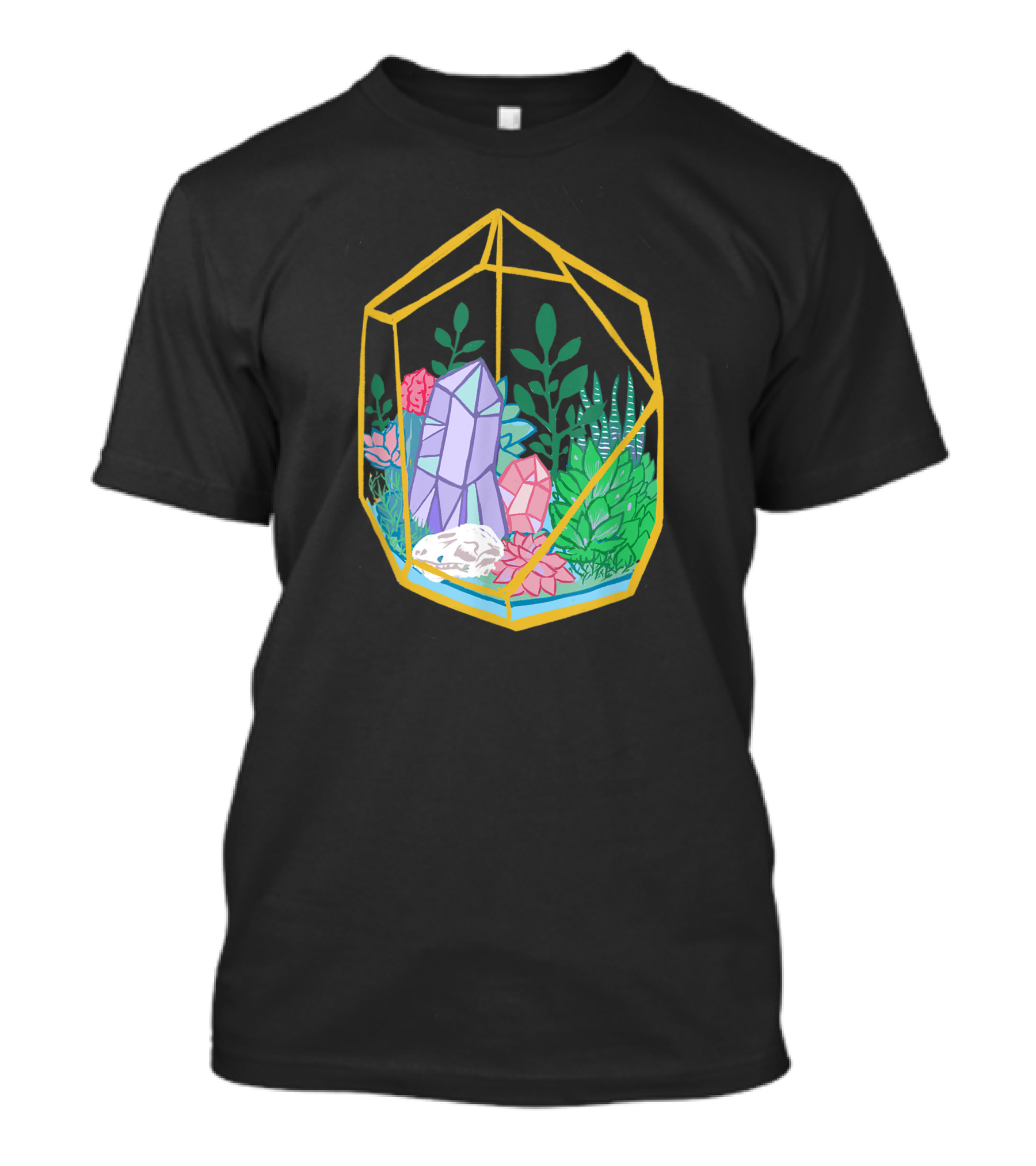 Pastel Goth Crystals Garden Witch Terrarium With Succulents T-Shirt