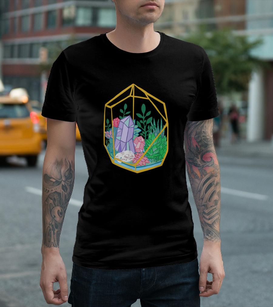 Pastel Goth Crystals Garden Witch Terrarium With Succulents T-Shirt