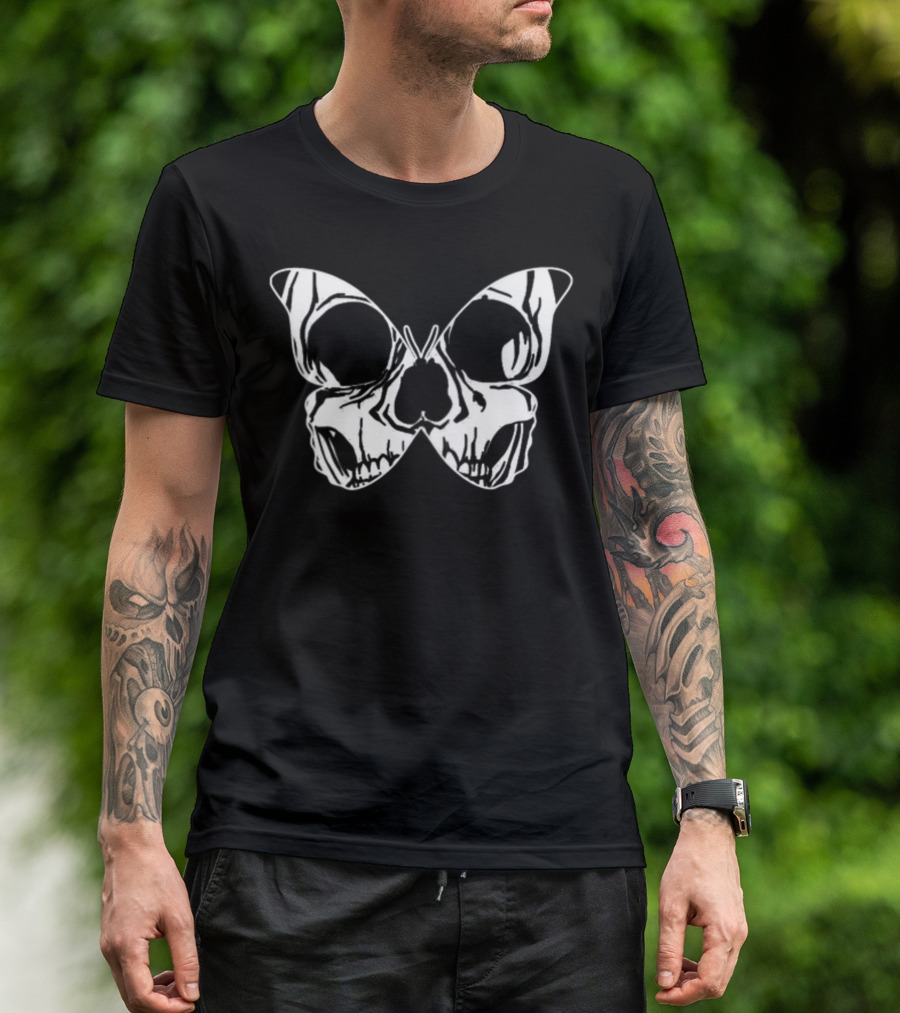Skull Butterfly Aesthetic Goth Gothic Soft Grunge Clothing T-Shirt