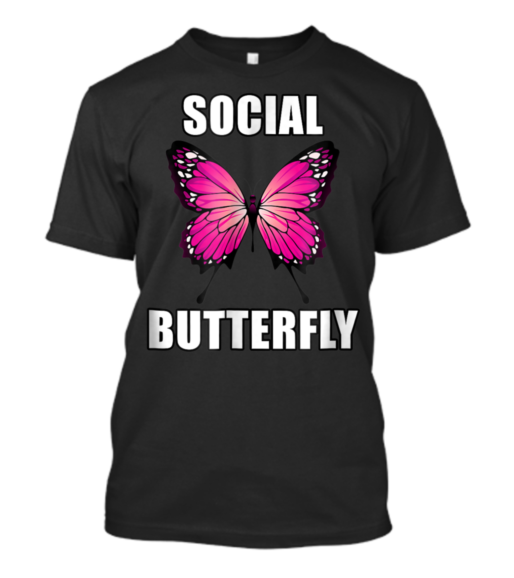 Social Butterfly Pink Monarch Vibrant Women T-Shirt
