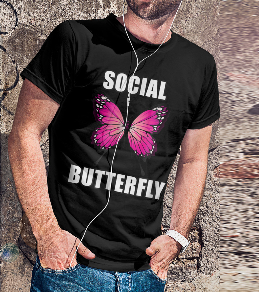 Social Butterfly Pink Monarch Vibrant Women T-Shirt