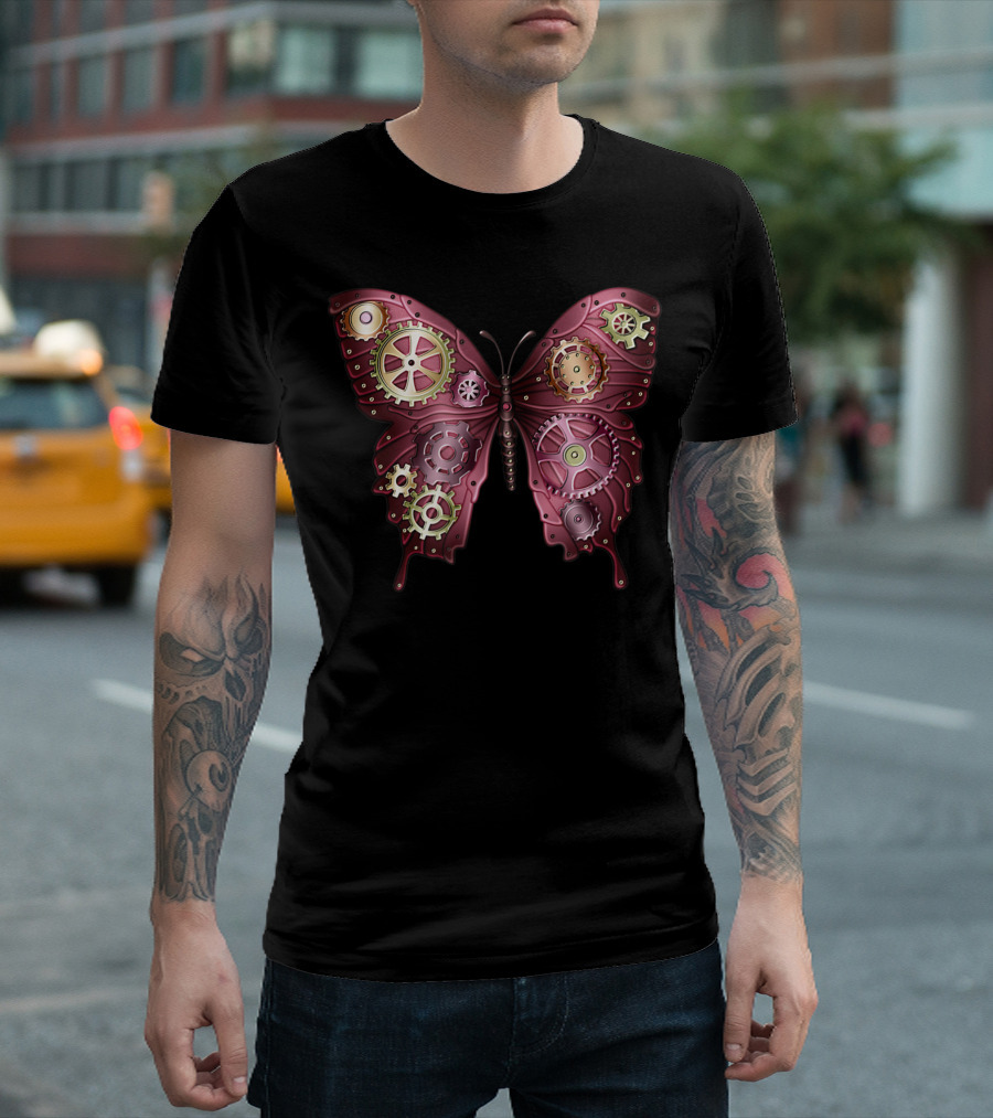 Steampunk Butterfly with Intricate Gears and Cogs T-Shirt