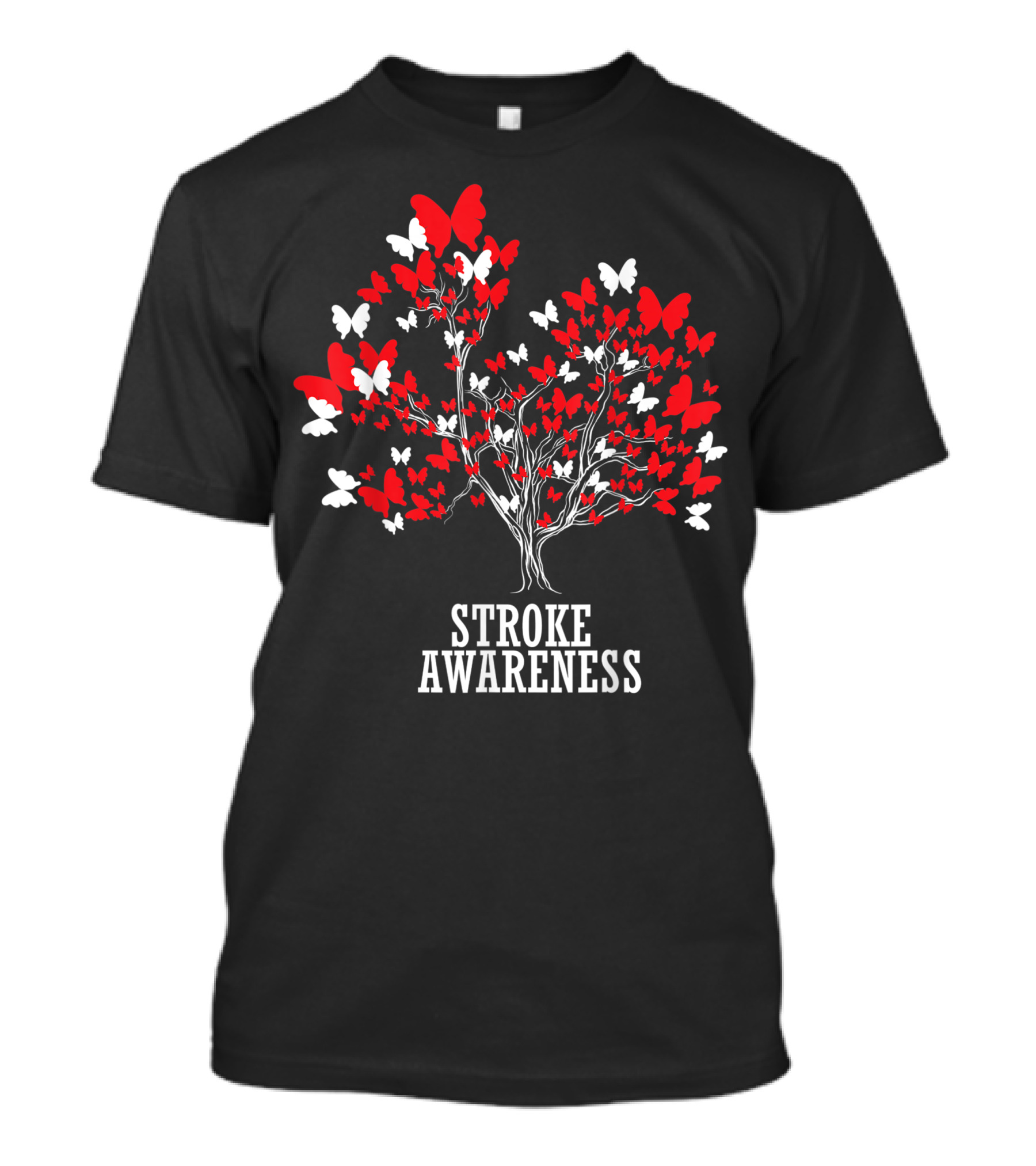 Stroke Awareness Red Butterflies Tree Symbol Month T-Shirt