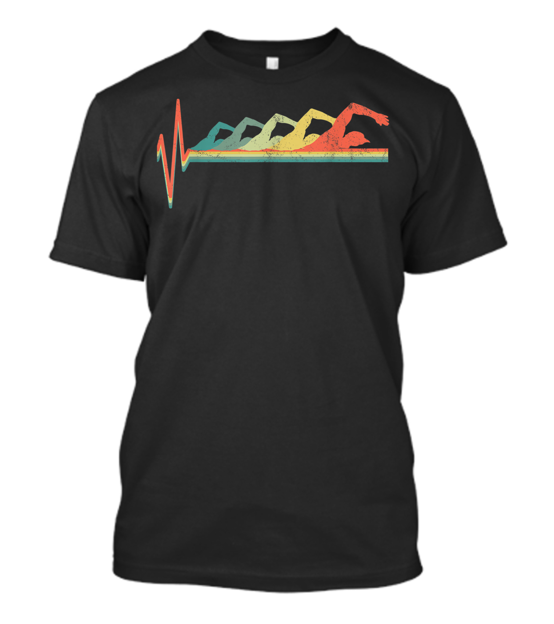 Swimming Swimmer Heartbeat Vintage Stroke T-Shirt