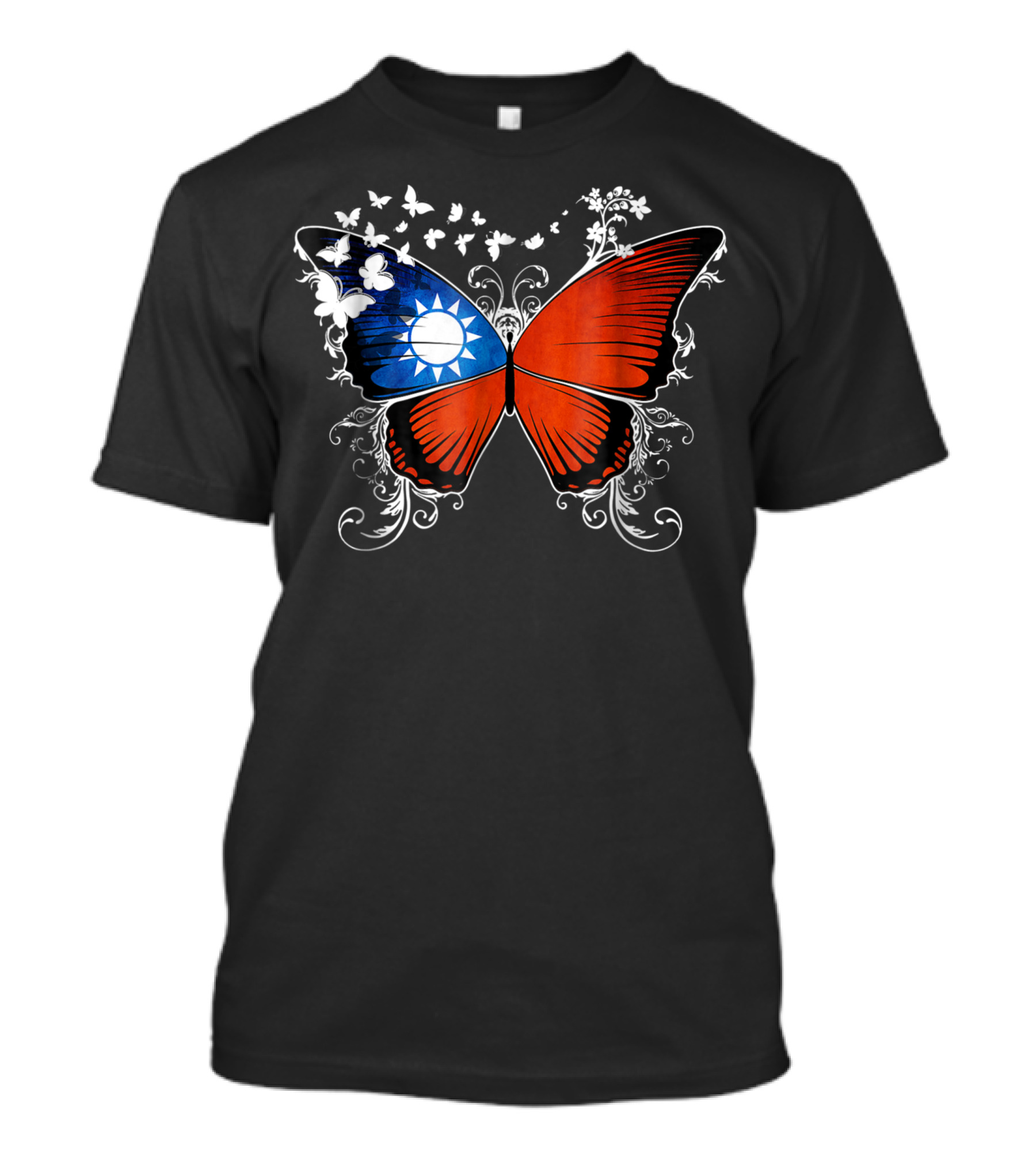 Taiwan Flag Butterfly Floral T-Shirt