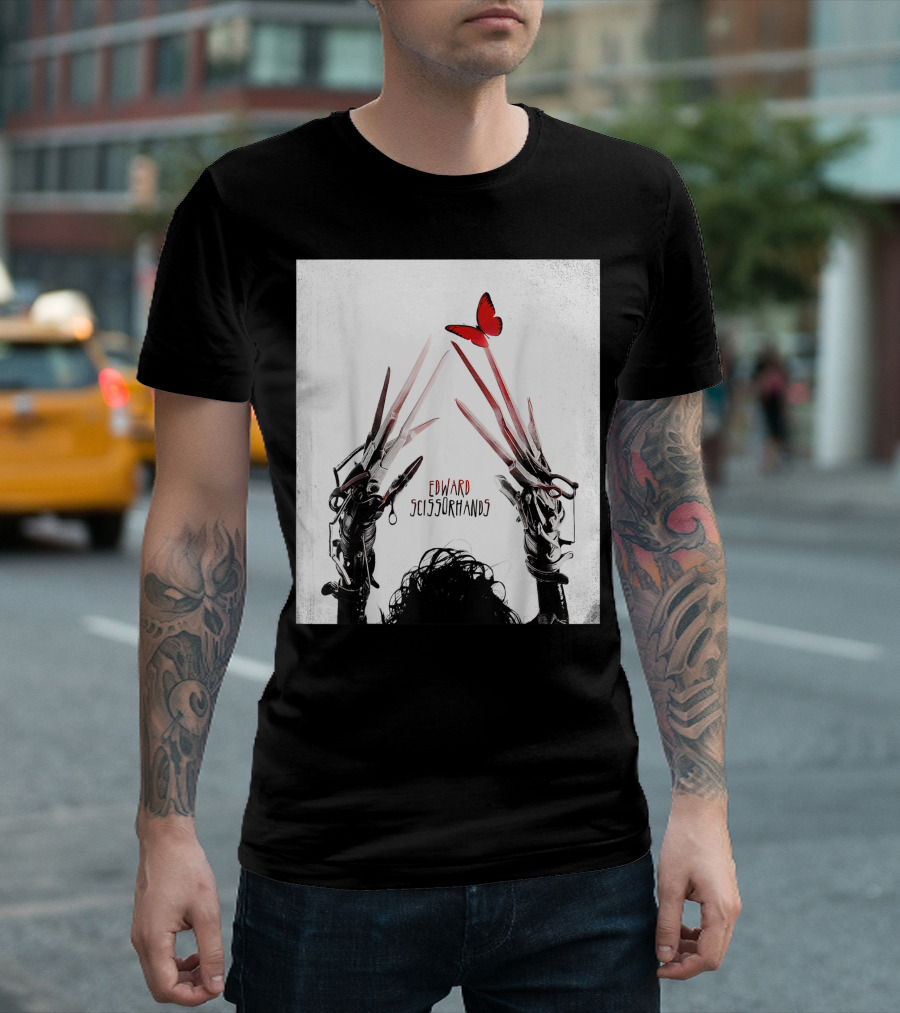 Edward Scissorhands Red Butterfly Iconic Movie T-Shirt