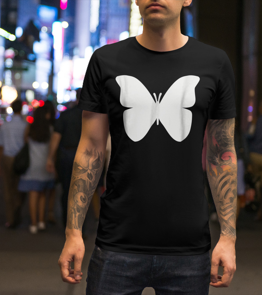 White Butterfly Silhouette Monarch T-Shirt