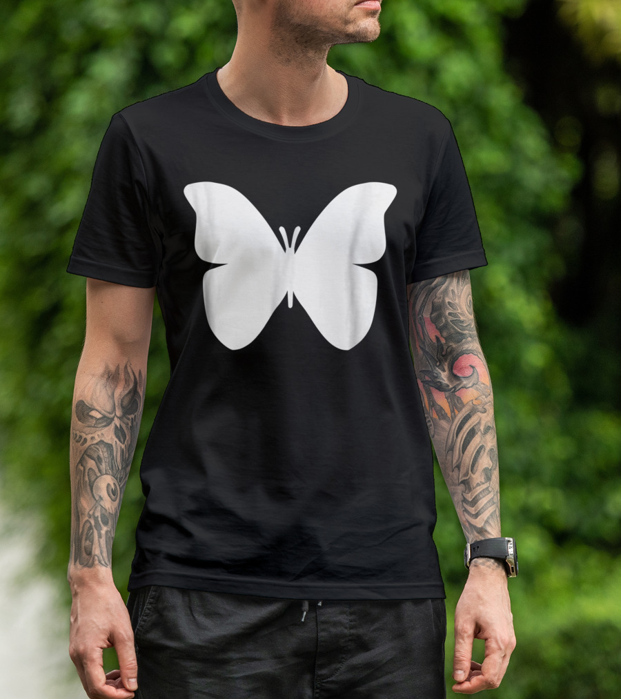 White Butterfly Silhouette Monarch T-Shirt