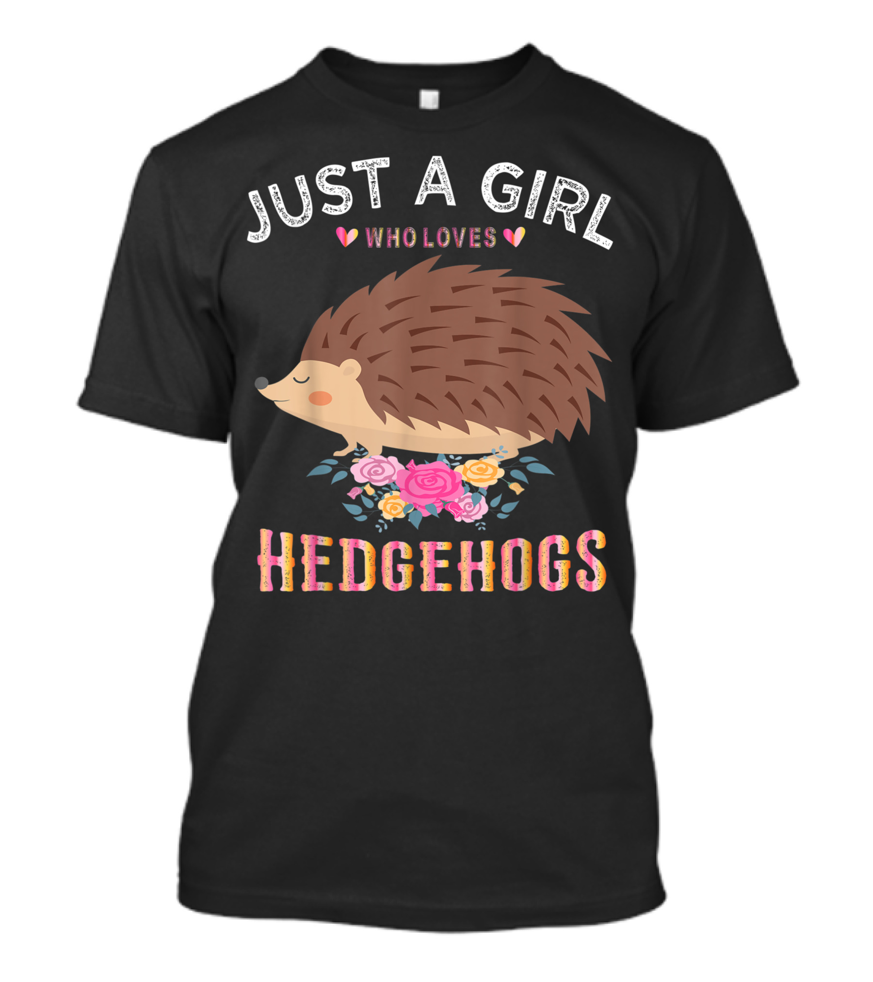 JUST A GIRL WHO LOVES HEDGEHOGS HEART FLOWERS T-Shirt