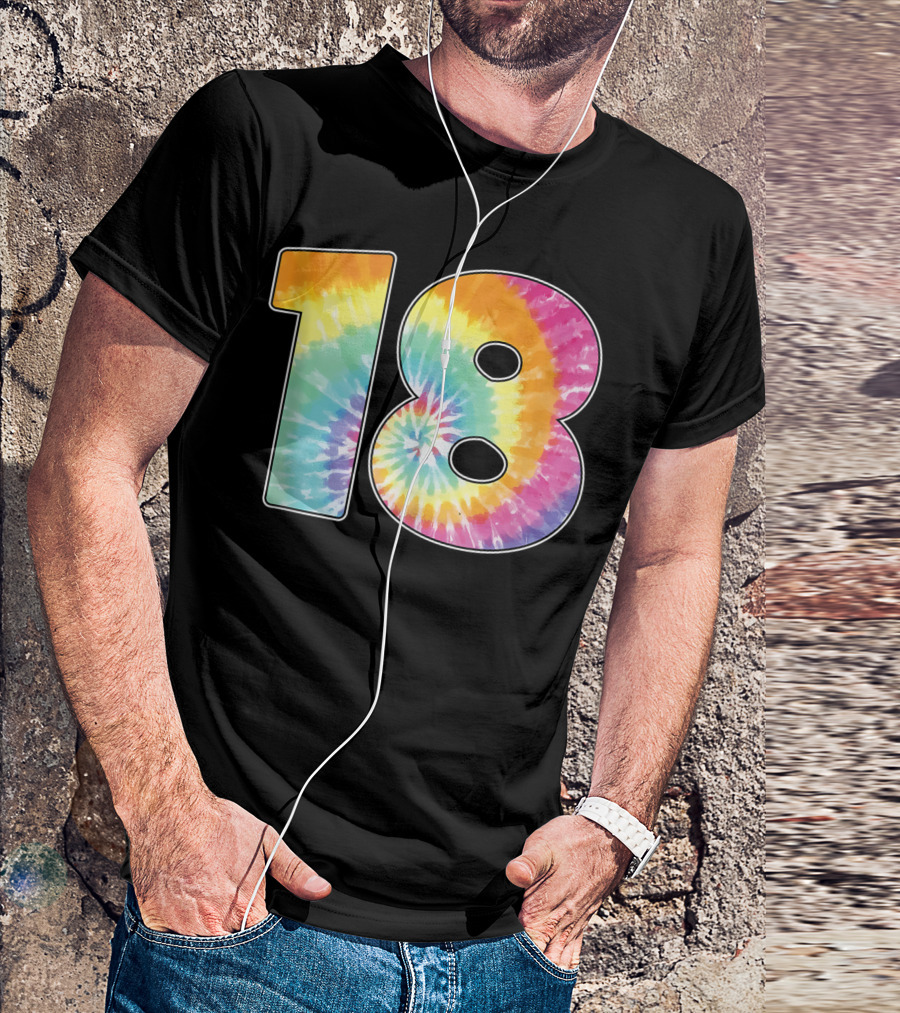18 Tie Dye Birthday Or Team Number T-Shirt