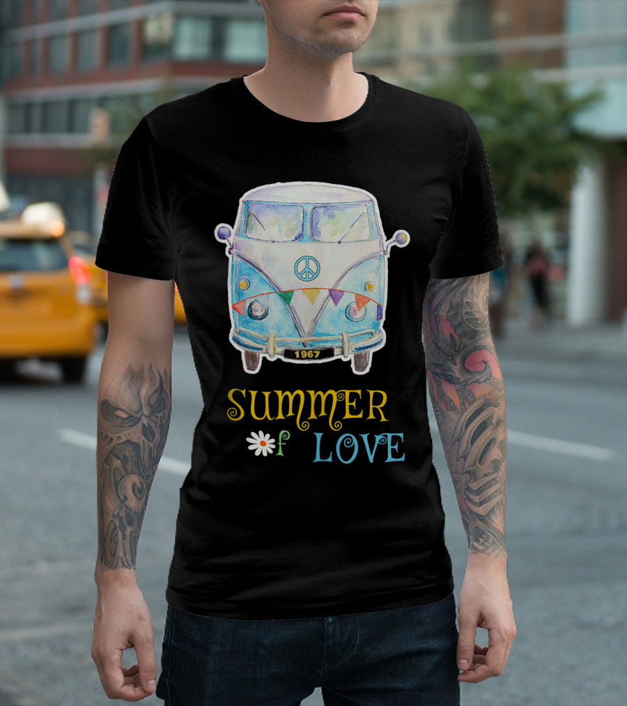 1967 Summer Of Love Hippie Peace Camper Van T-Shirt