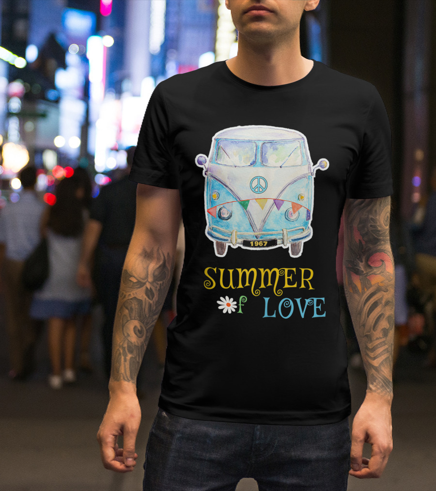 1967 Summer Of Love Hippie Peace Camper Van T-Shirt