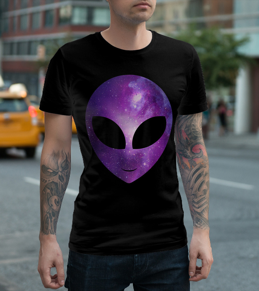 Alien Galaxy Cosmic Purple Nebula Head T-Shirt