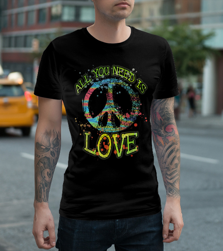 All You Need Is Love Hippie UK Peace T-Shirt