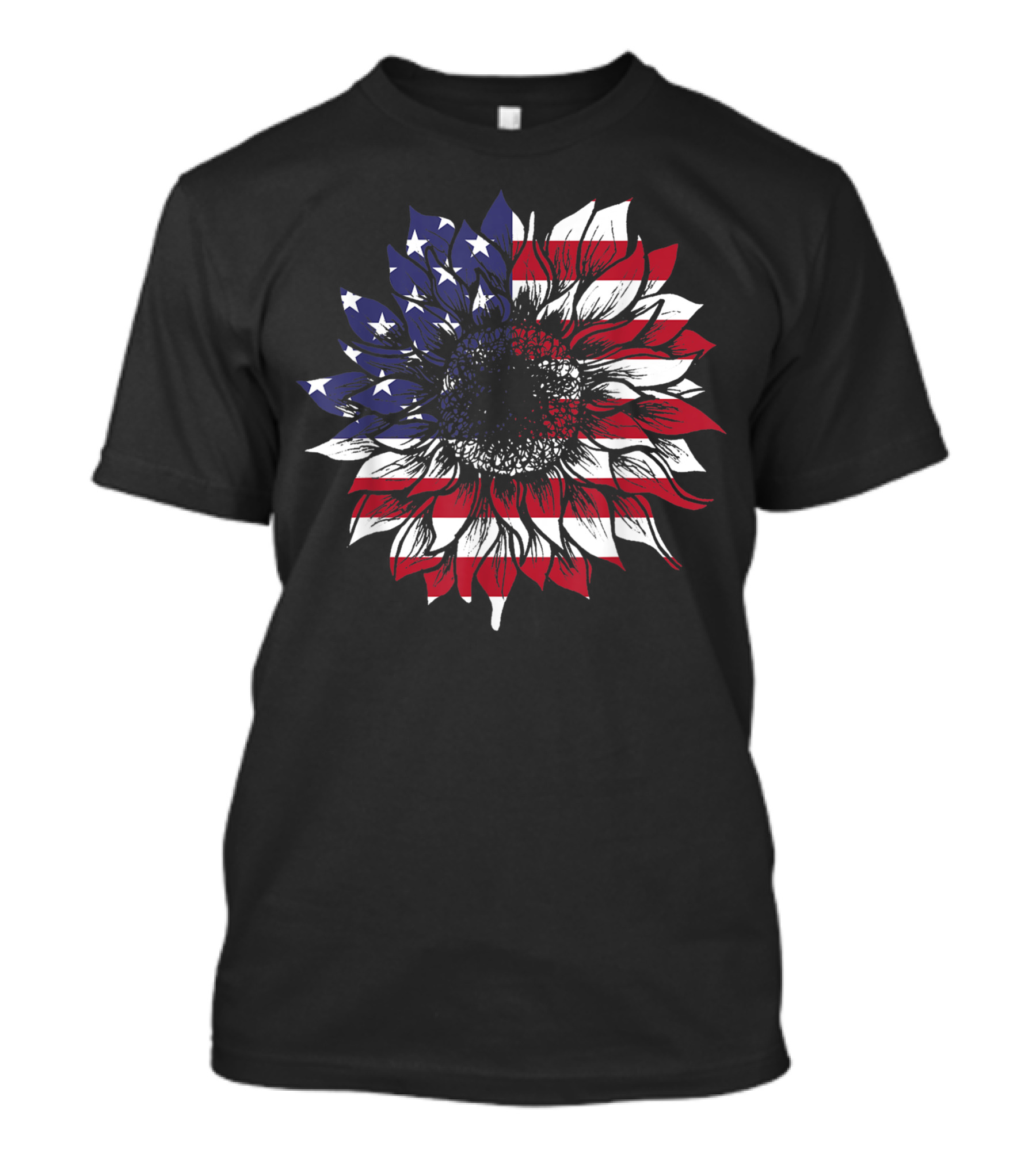 American Flag Sunflower USA Flag Sunflower 4th Of July Celebration Decor T-Shirt