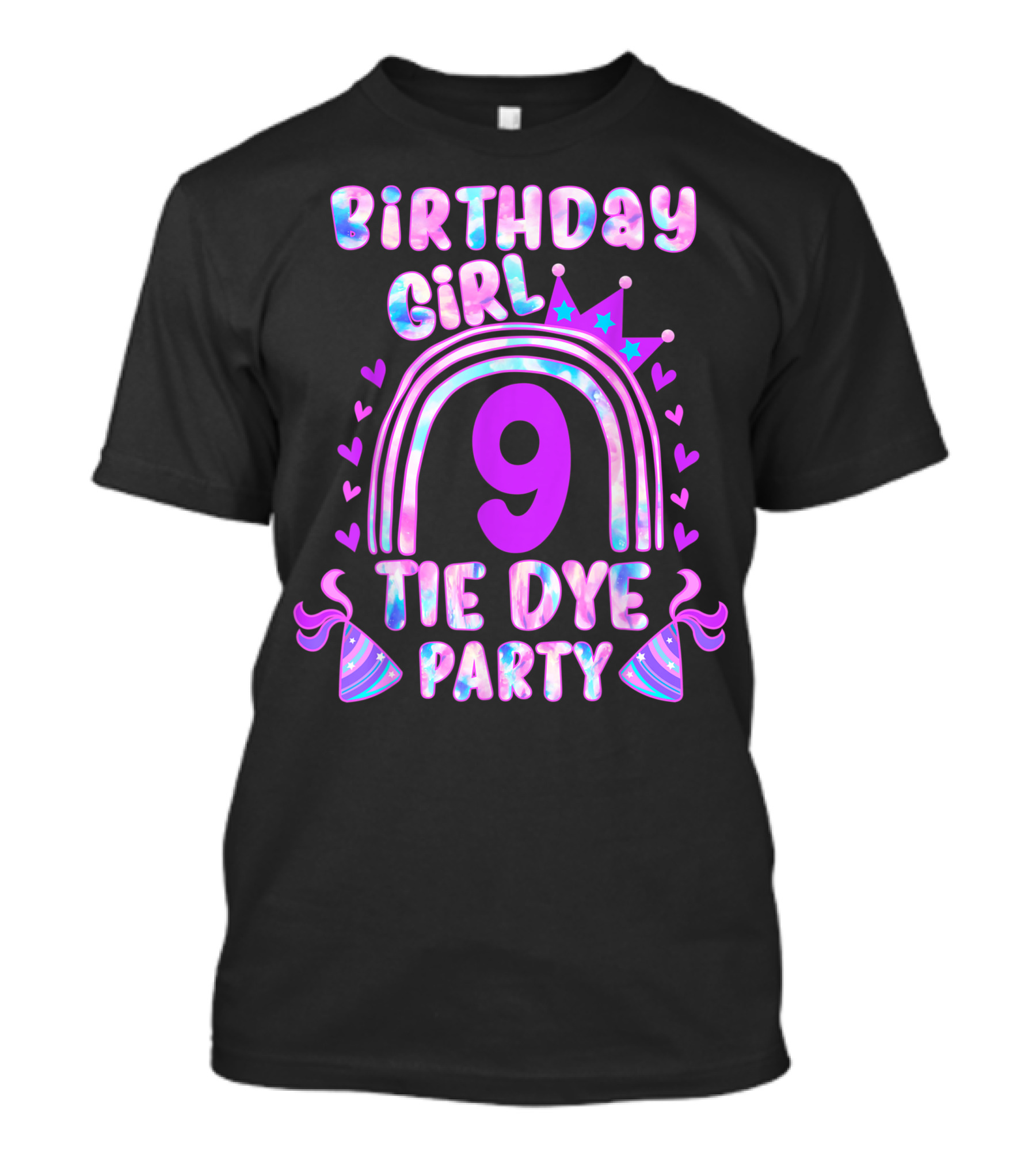 Birthday Girl 9 Tie Dye Party T-Shirt