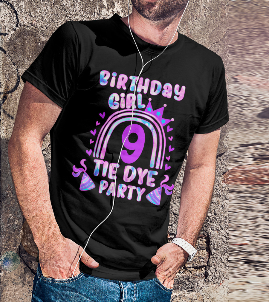 Birthday Girl 9 Tie Dye Party T-Shirt