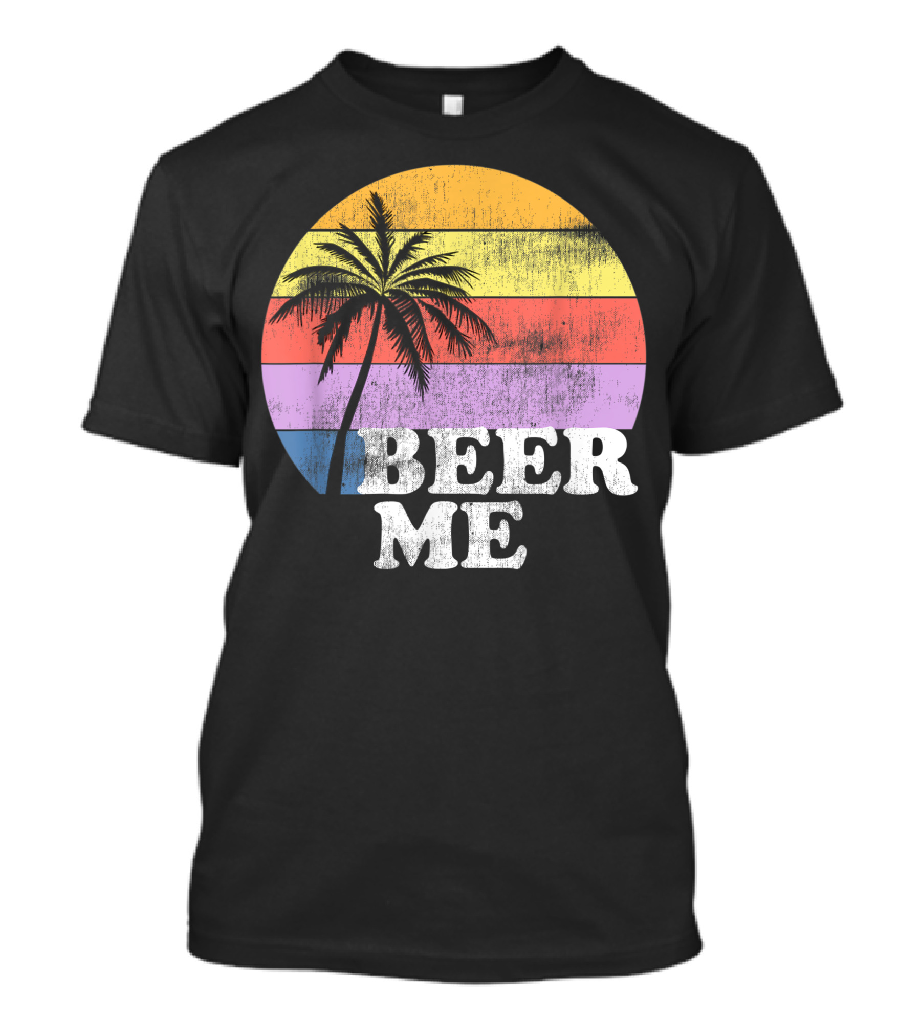 Beer Me Vintage Style Palm Tree Sunset Beer Lovers T-Shirt