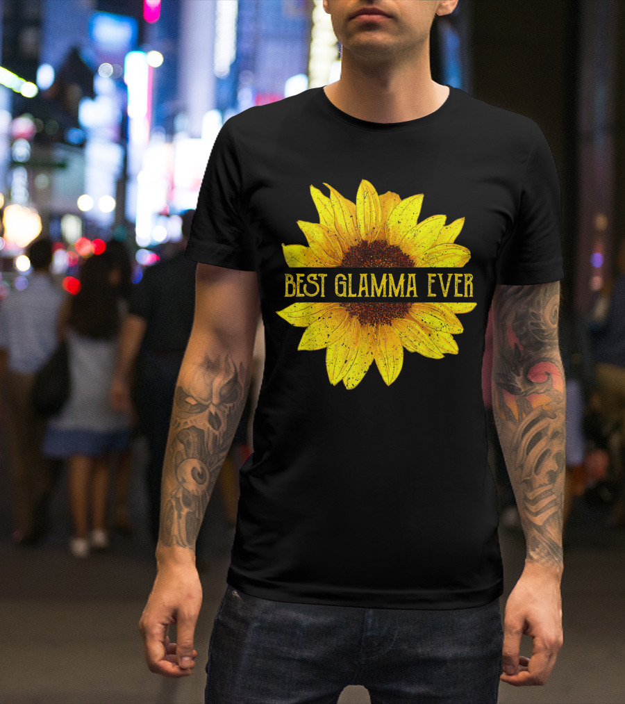 Best Glamma Ever Sunflower Fun Grandma Womens T-Shirt