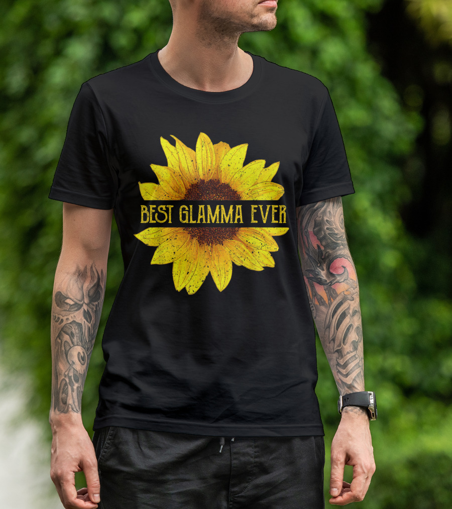 Best Glamma Ever Sunflower Fun Grandma Womens T-Shirt