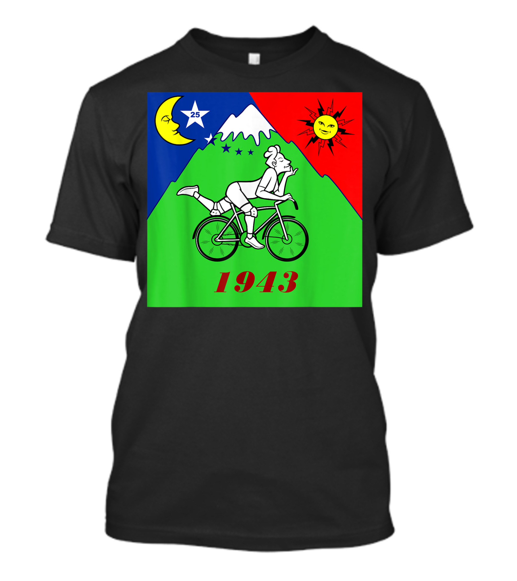 Bicycle Day 1943 LSD Scientist Creator Acid Moon Sun Mountain Stars T-Shirt