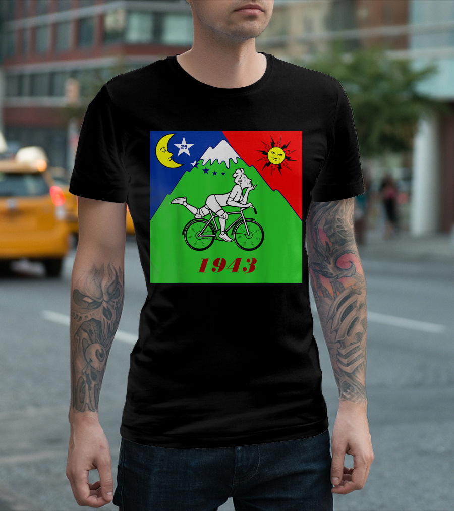 Bicycle Day 1943 LSD Scientist Creator Acid Moon Sun Mountain Stars T-Shirt