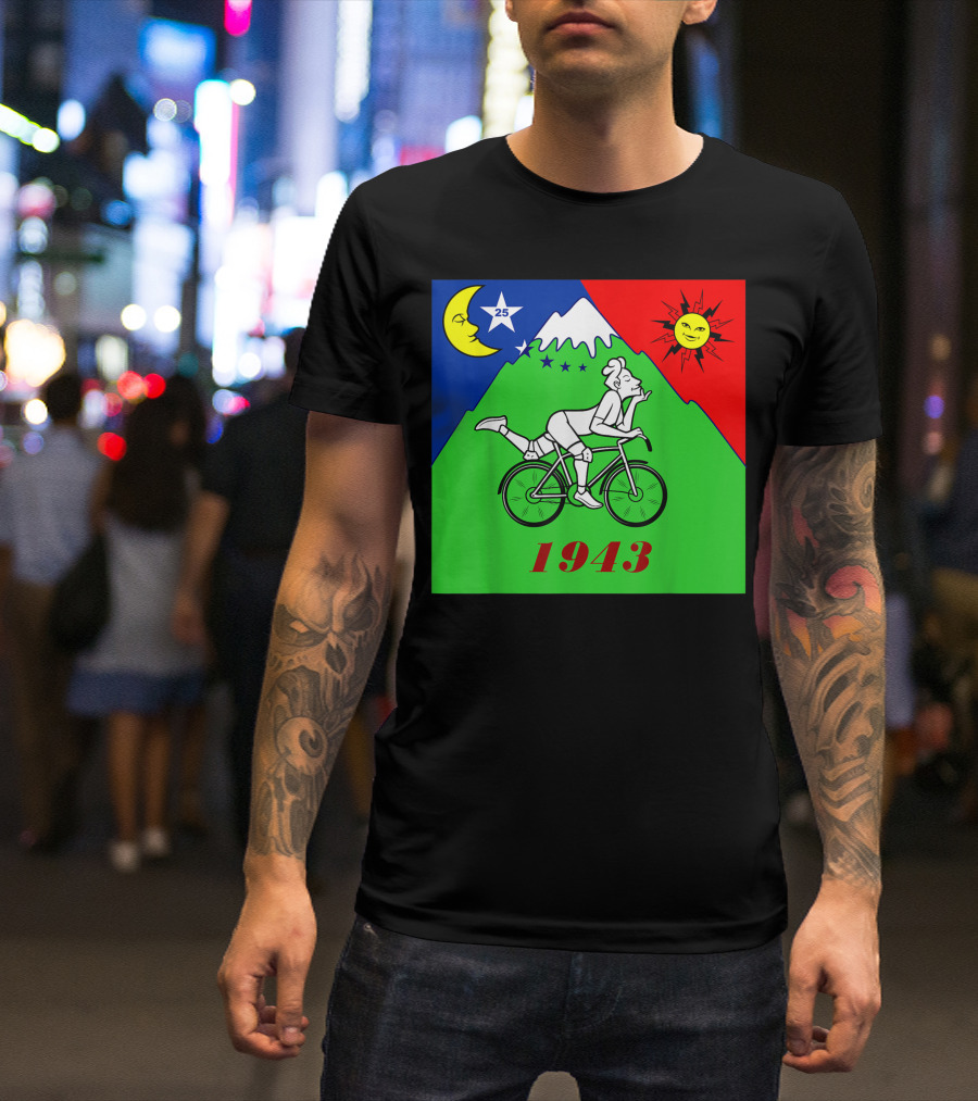 Bicycle Day 1943 LSD Scientist Creator Acid Moon Sun Mountain Stars T-Shirt