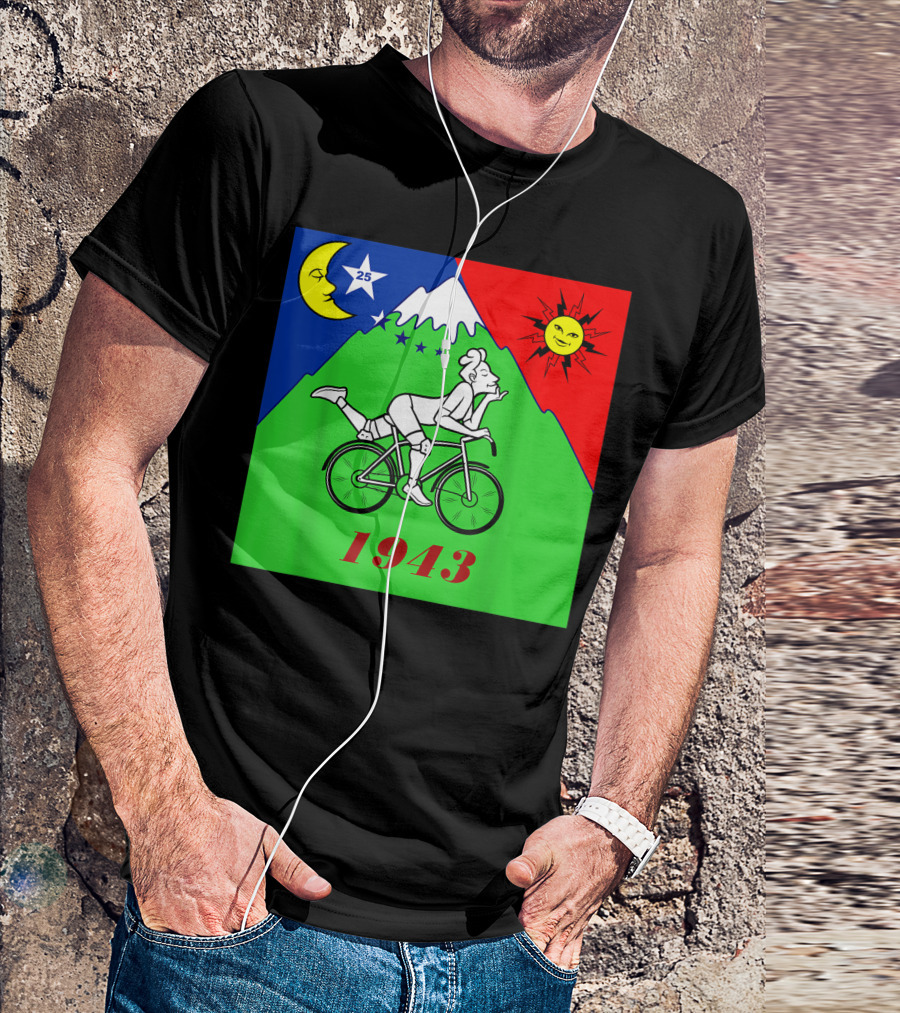 Bicycle Day 1943 LSD Scientist Creator Acid Moon Sun Mountain Stars T-Shirt
