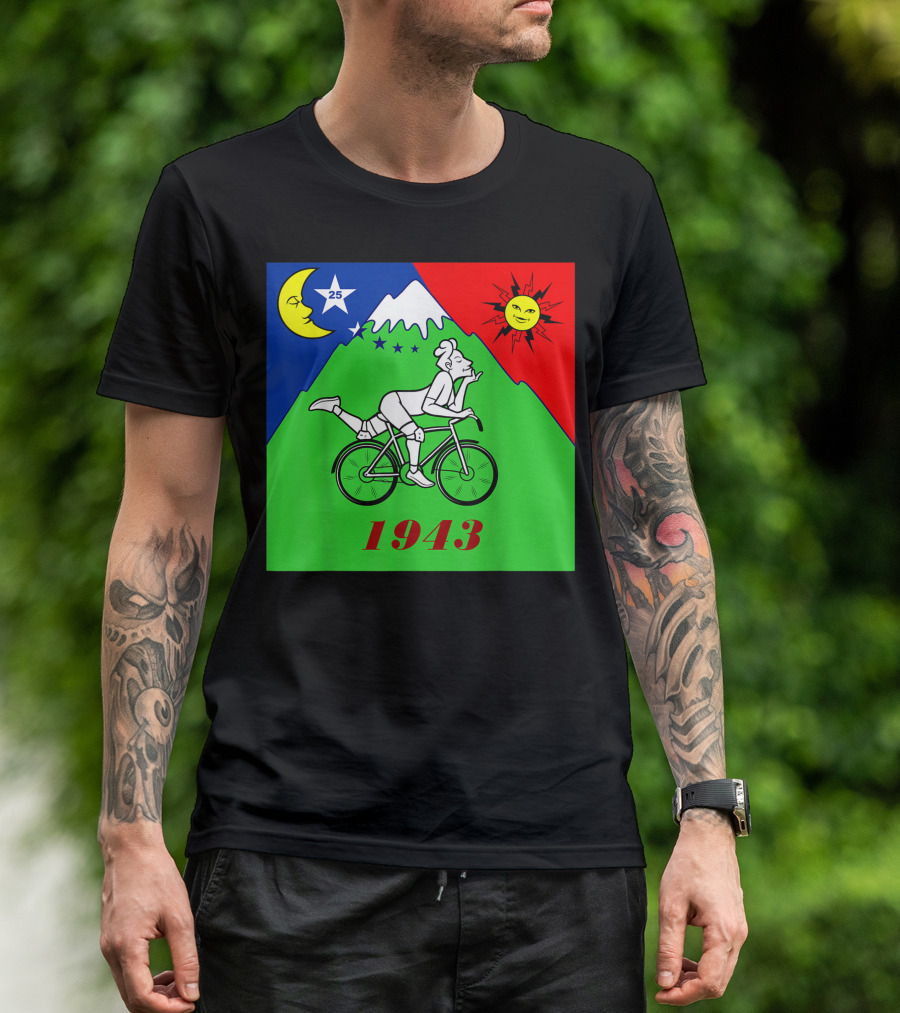 Bicycle Day 1943 LSD Scientist Creator Acid Moon Sun Mountain Stars T-Shirt