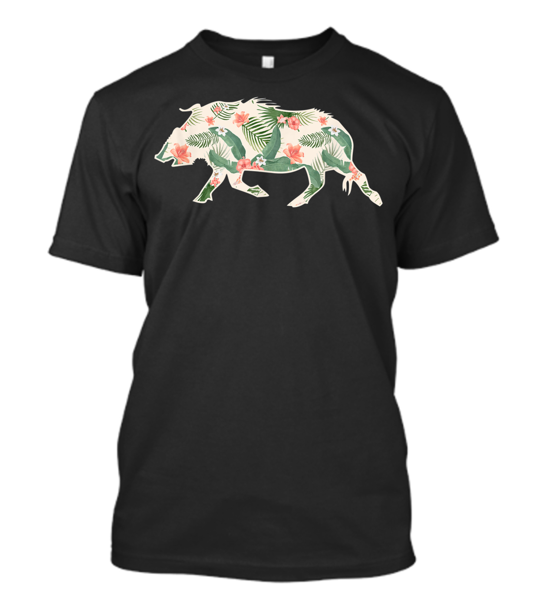 Boar Flower Girl Floral Pig Hog Hawaiian Jy T-Shirt