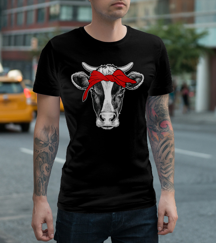 Boho Cow Red Bandana T-Shirt