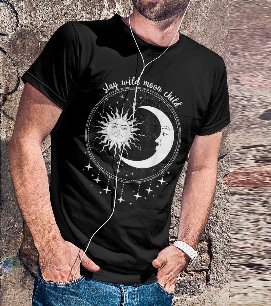 Stay Wild Moon Child Boho Sun And Moon Astrology Indie T-Shirt