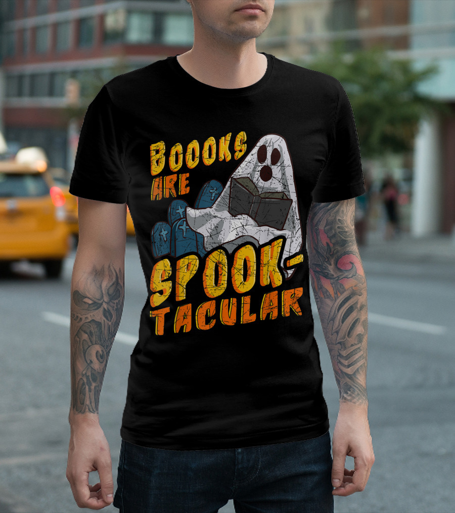 Boooks Are Spooktacular Halloween Ghost Book Lover T-Shirt