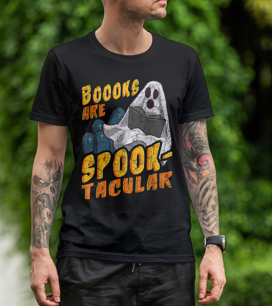 Boooks Are Spooktacular Halloween Ghost Book Lover T-Shirt