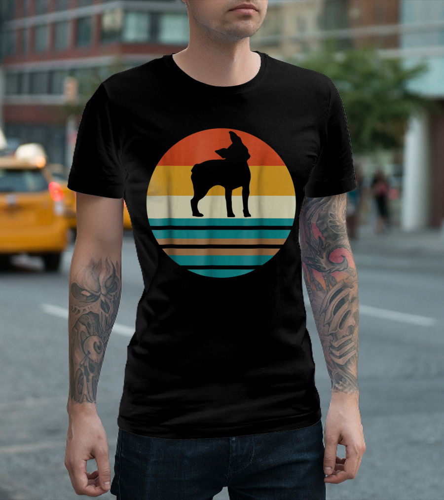 Boston Terrier Vintage Dog Retro Stripes Zz T-Shirt
