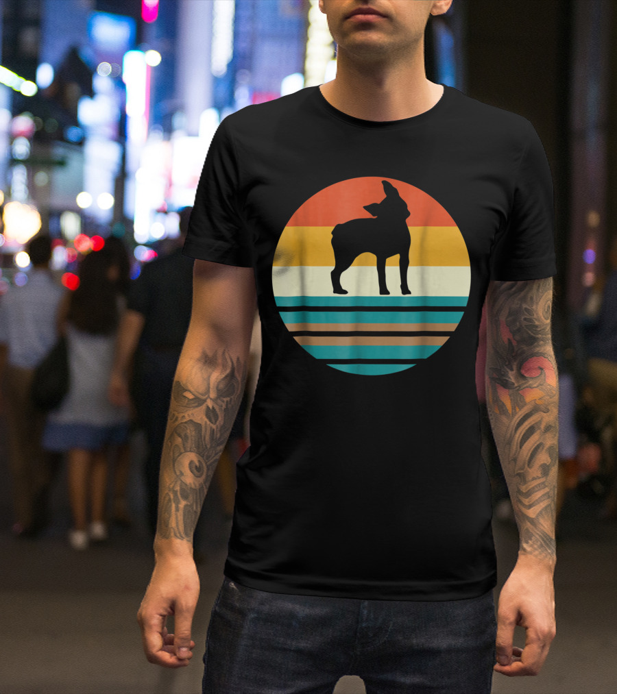 Boston Terrier Vintage Dog Retro Stripes Zz T-Shirt