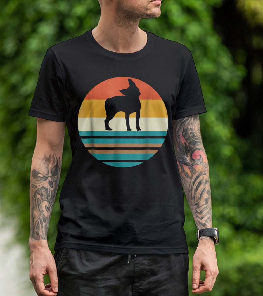 Boston Terrier Vintage Dog Retro Stripes Zz T-Shirt