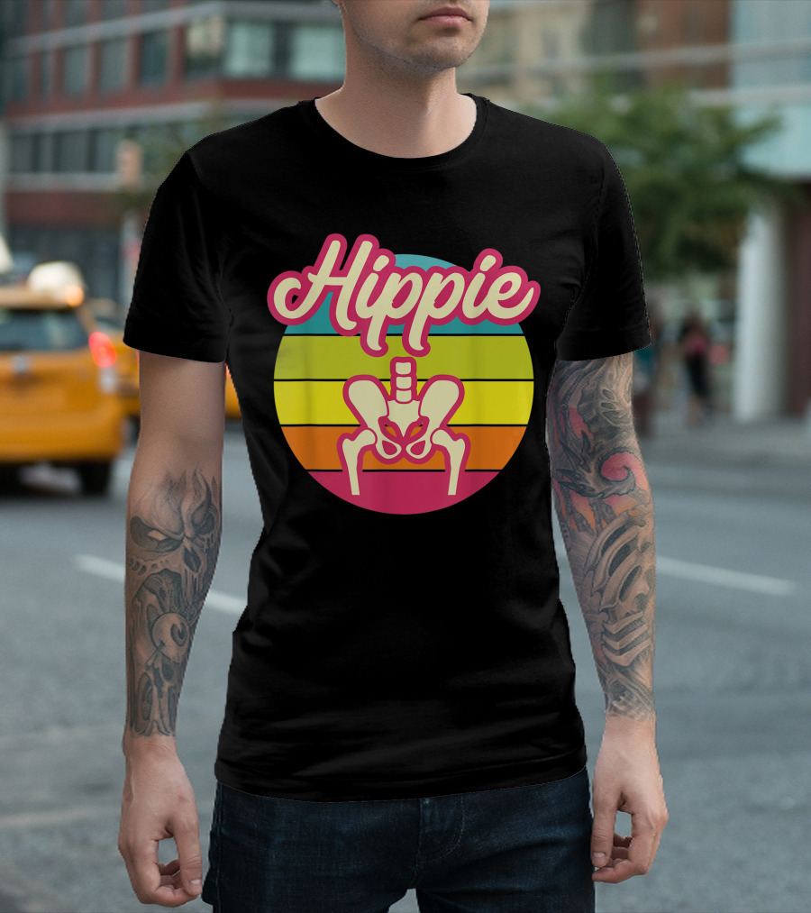 Hippie Sunset Broken Hip Surgery Get Well Soon Hip Replacement Vibes T-Shirt