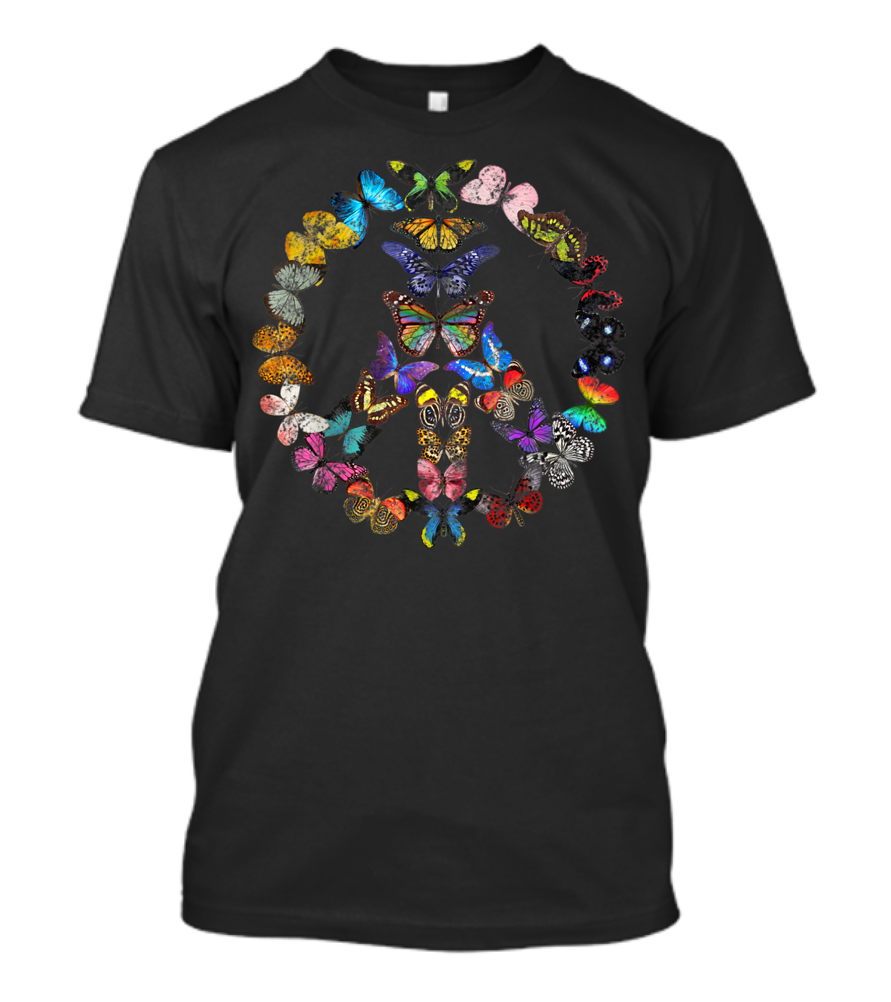 Peace Sign Love 60s Hippie Butterflies Circle T-Shirt