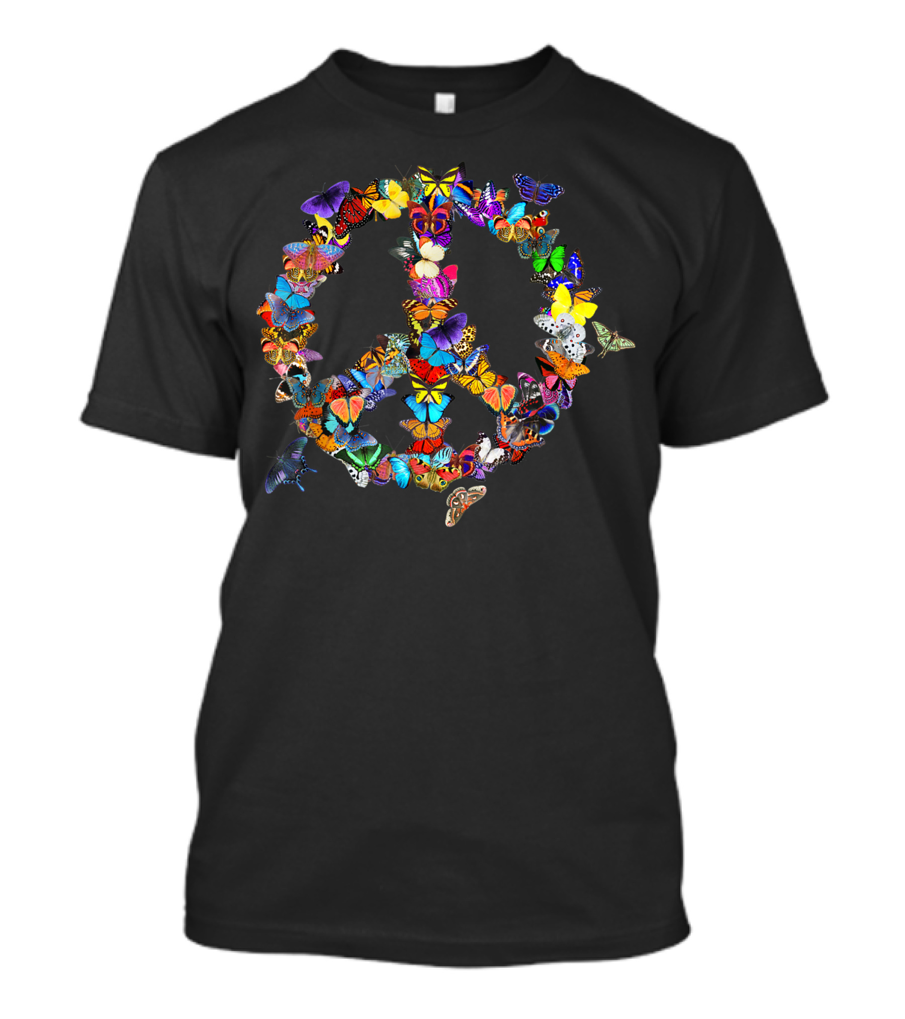 Butterfly Peace Sign 60S 70S Colorful Butterflies Hippie Retro T-Shirt