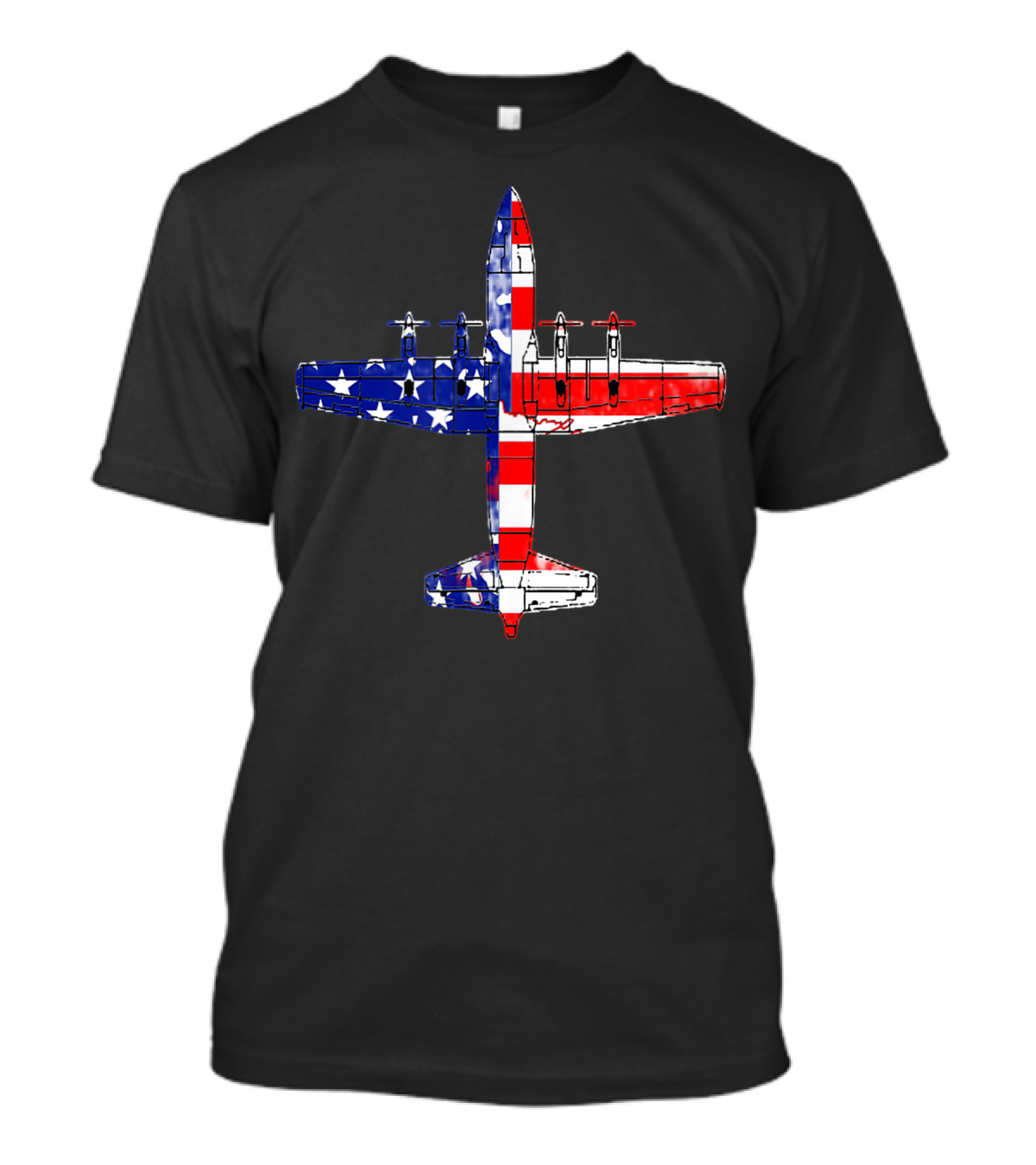 C130 Hercules Patriotic American Flag Aviation Airplane T-Shirt
