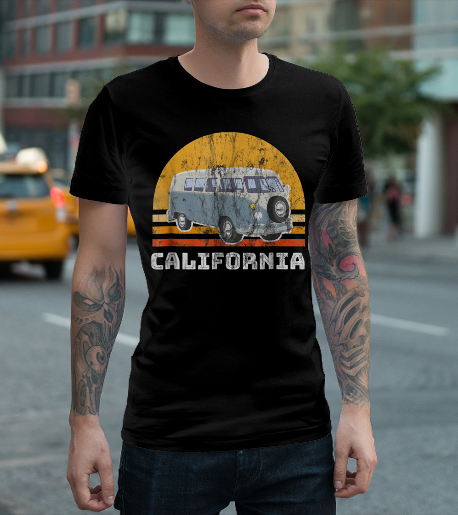 California Vintage Van Sunset Road Trip T-Shirt