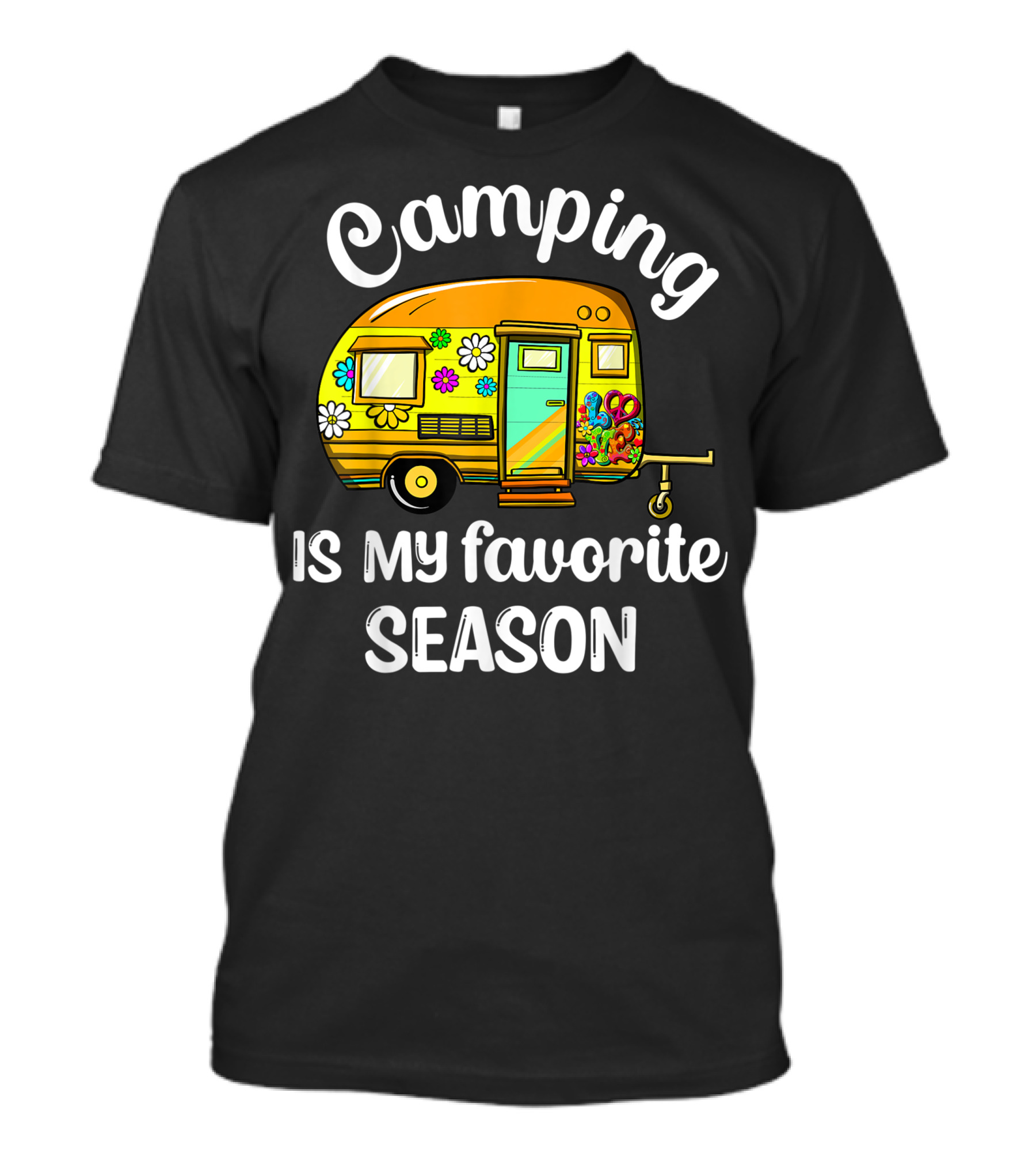 Camping Is My Favorite Season Hippie Van Floral T-Shirt