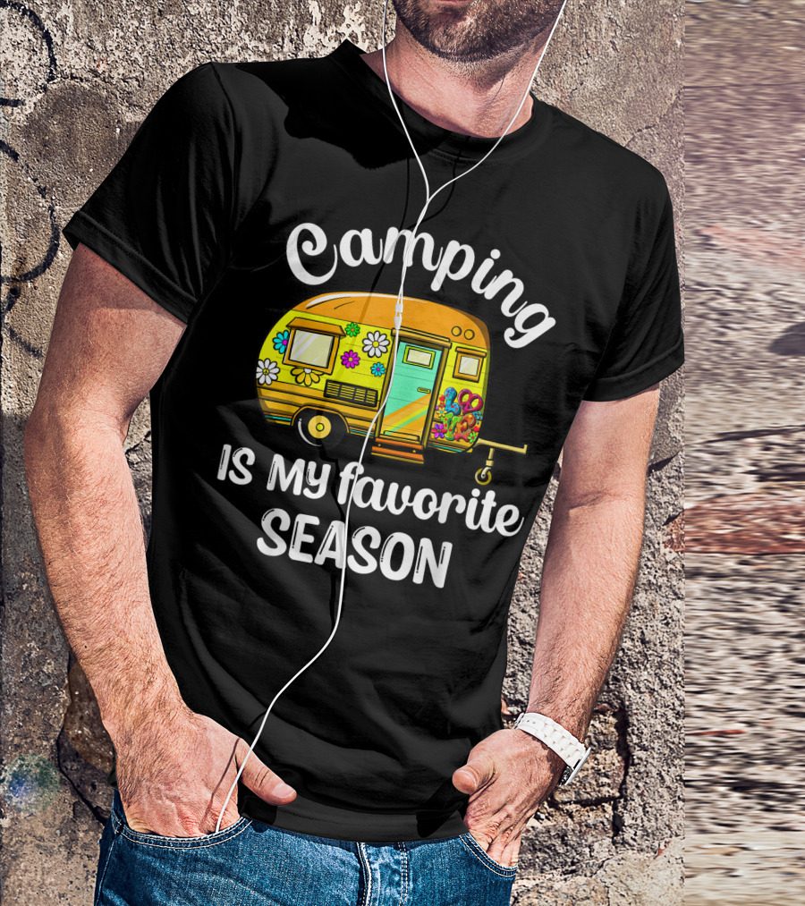 Camping Is My Favorite Season Hippie Van Floral T-Shirt